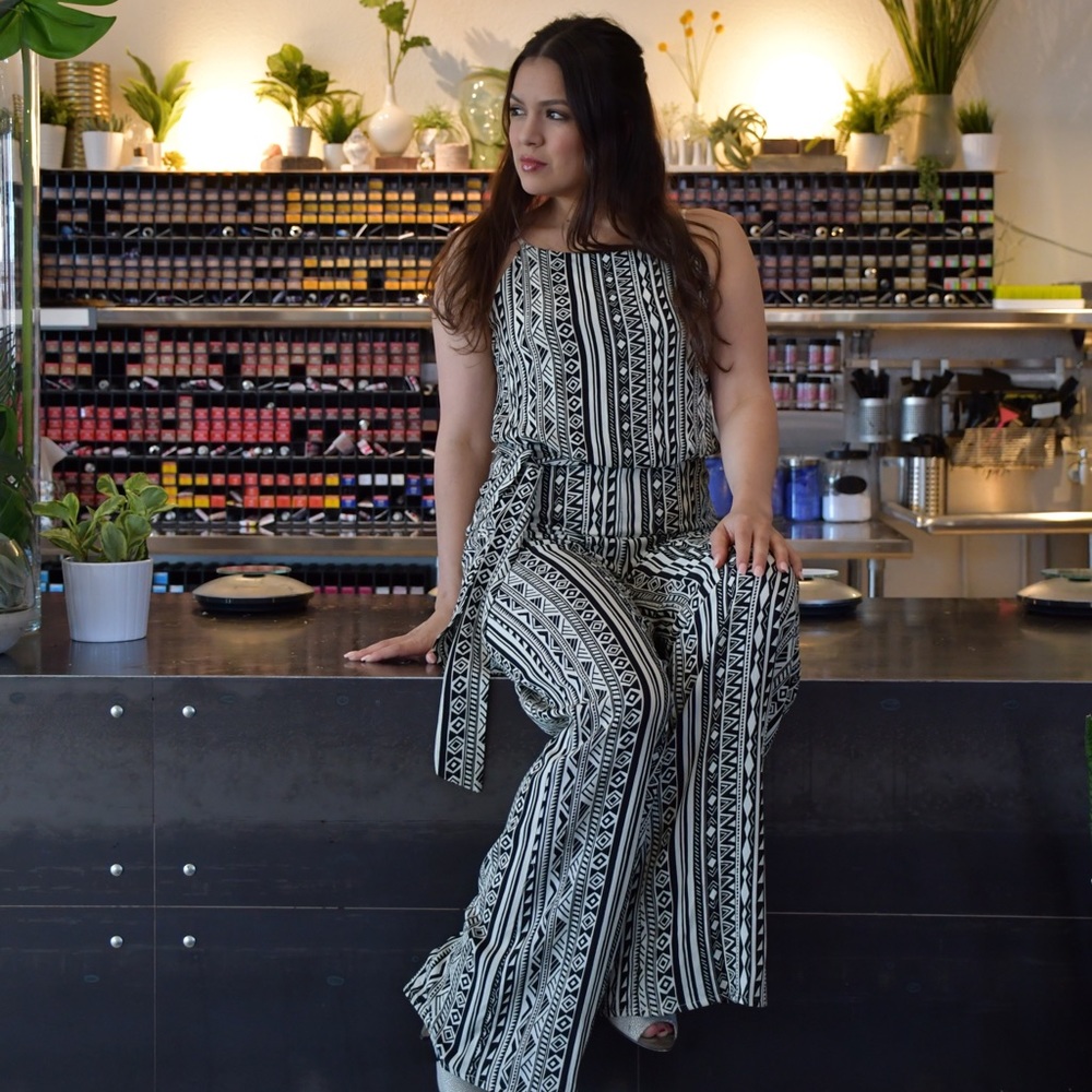 S A L E Geometric Print Black & White  Jumpsuit